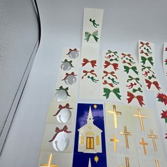 Vtg 90s Mrs. Grossman’s Stickers Lot Christmas Poinsettia Cross Church Bows