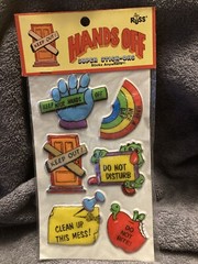 Vintage HTF Russ Super Stick -Ons HANDS OFF Puffy Stickers NIP