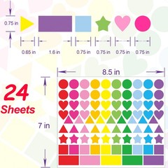 2016 PCS Colored Shape Stickers 10 Colors 6 Shape Dot Stickers Color Coding L…