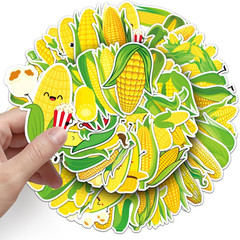 50 Pcs Corn Stickers, 1.96-3.15 Inch Cartoon Vegetable & Fruit Decor