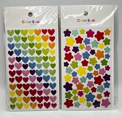 Colorful Hearts & Stars 2 New Packs Rainbow of Stickers! 12 Sheets