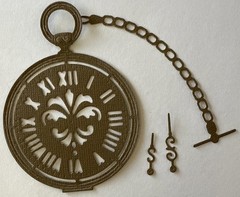 LARGE POCKET WATCH Die-Cut Embellishments(8pc)Clock •Roman Numerals•Card Making•