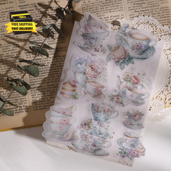 Vintage Vellum Stickers Floral Plants Elements Scrapbooking Supplies Flowers Bot