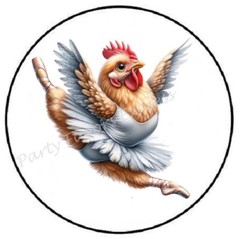WHIMSICAL BALLERINA ROOSTER HEN ENVELOPE SEALS LABELS STICKERS PARTY FAVORS