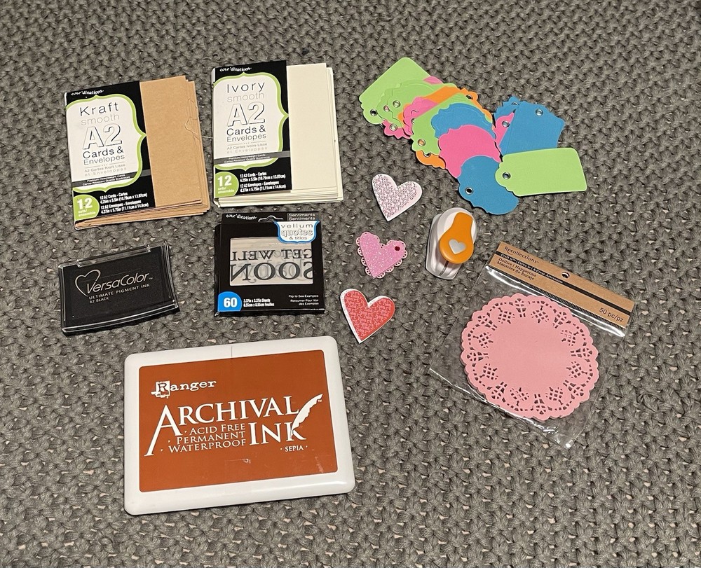 Mixed Brands Paper Craft Lot: Archival Ink, VC-82 Black, Vellum Quotes A2
