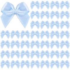 60PCS Tinkrstuff Blue Mini Bows for Crafts, 1″ Fabric Small Bows for Decoration,
