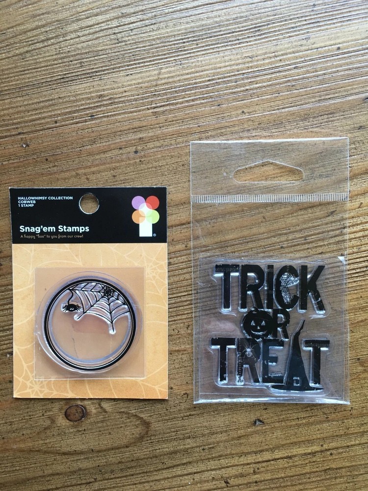 2 NEW Clear Halloween Stamp Trick or Treat Inkadinkado & Cob Web Imaginisce