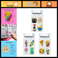 Rhinestone Food-Themed Stickers Bundle – I’m Hungry! 2” x 2” Sparkly Decor for L