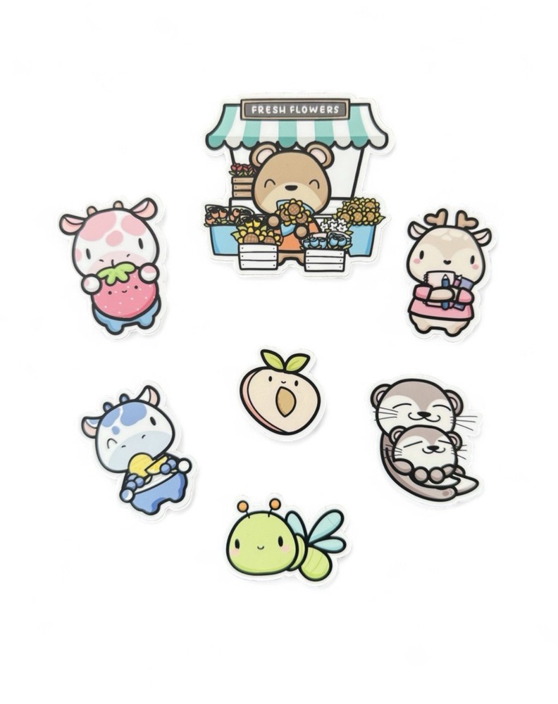 Hubman & Chubgirl 7 Assorted Vinyl Stickers Cute Animal Decals