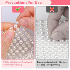 7 Sizes Self Adhesive White AB Hair Pearl Stickers, 2032 Pieces Stick on Pearls