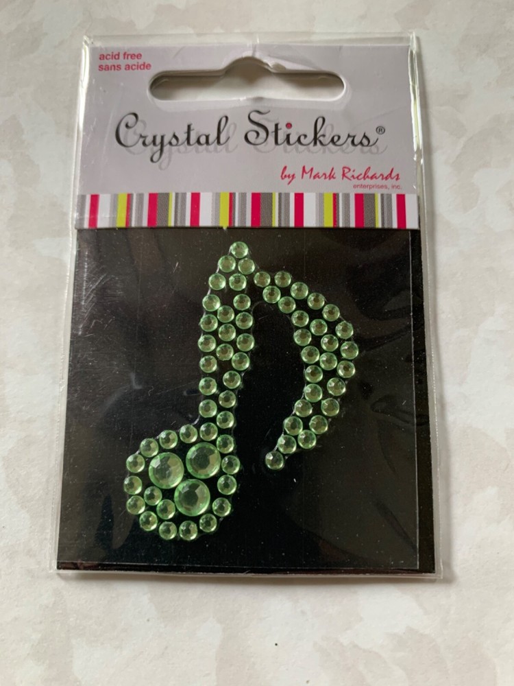 CRYSTAL STICKERS GEMSTONES NOTE MUSICAL NOTE LIME GREEN NOTE