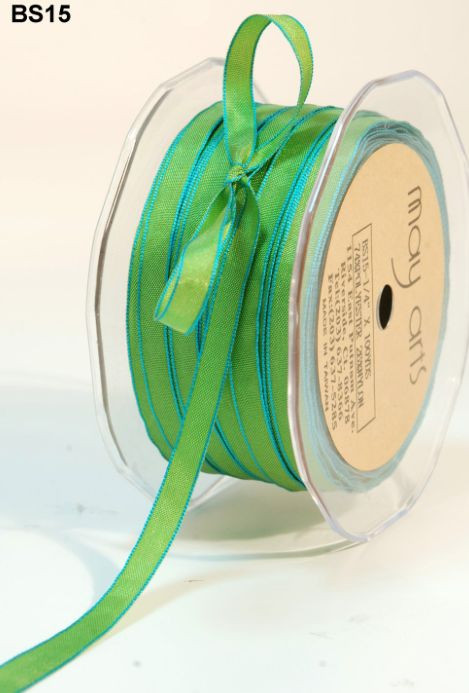 1/4 Inch Solid Iridescent Ribbon – Lt. Green/Turquoise – BS15 – 100 Yards
