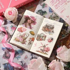 Auguro Scrapbook Stickers 20 Sheets 240 Pre-Cut Washi Flower Story