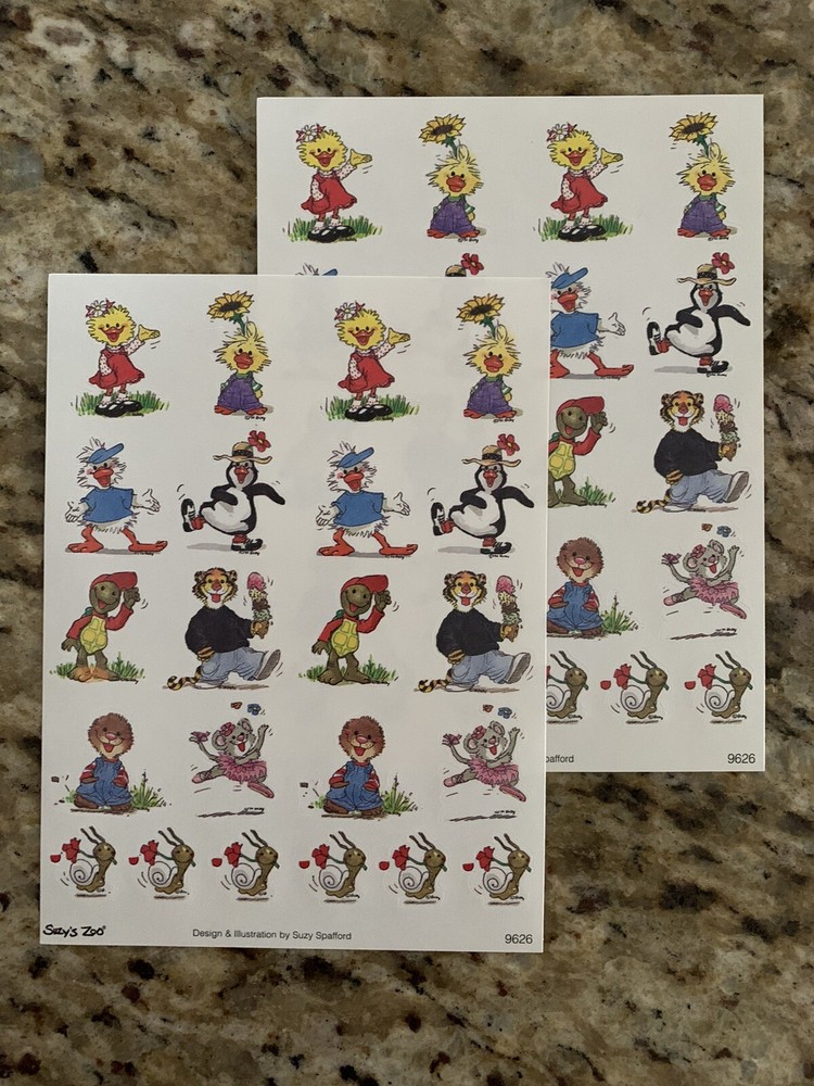 2 Suzy’s Zoo sticker sheets: Multiple Characters