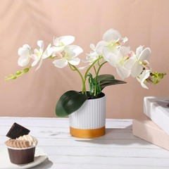 XunYee Orchid Artificial Flowers in Pot 15 Inches Artificial Orchid Flowers P…