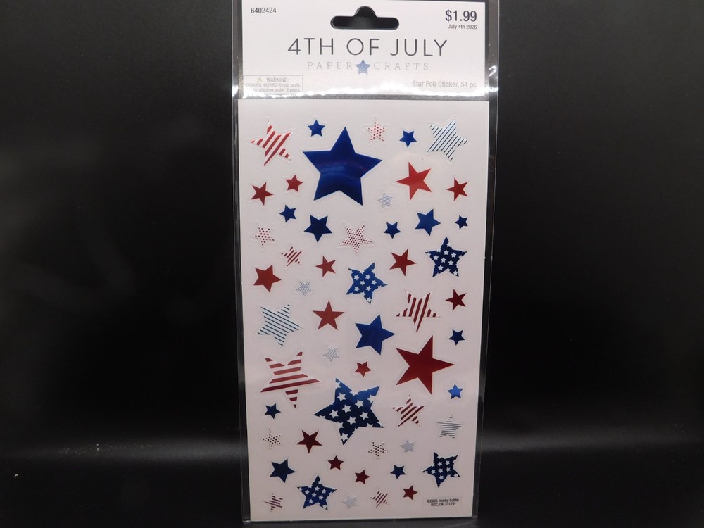 4th of july paper crafts Star foil stickers 54pc