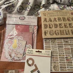 Large Lot Of Scrapbook Page Pieces Alphabet, Vintage Artery Blush More