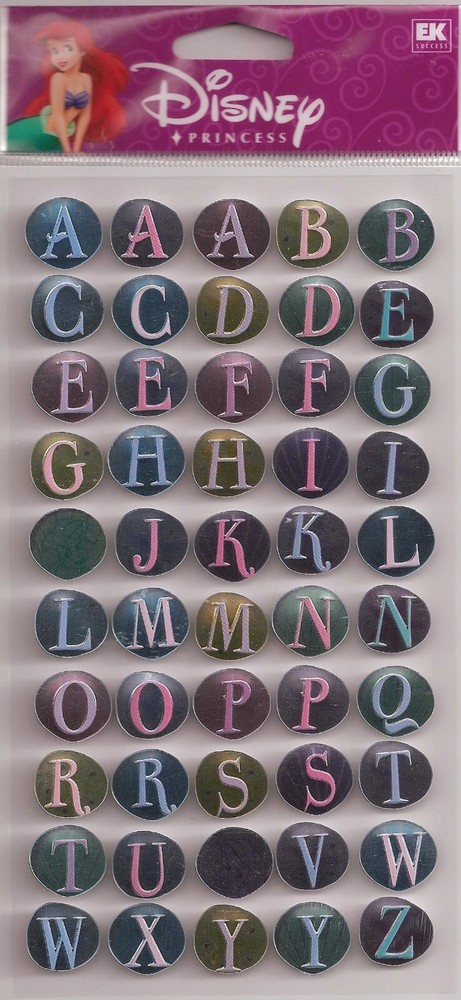 Disney Licensed Ariel LITTLE MERMAID ABC alphabet stickers 66857 Fast FREE Ship!