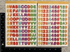 Lot of 6 Sheets Alphabet Letter Number Rainbow Colorful Stickers