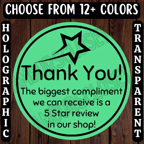 40 THANK YOU STICKERS 2″ LABELS SEALS SHOP SMALL REVIEW SCRATCH RESISTANT