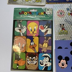 HUGE Vintage Sticker Lot Disney Looney Tunes Mickey Mouse Goofy Minnie