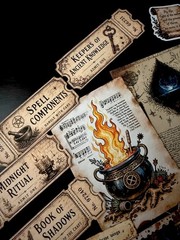 Witchy Junk Journal Kit Ephemera Pack Halloween Gothic Dark Academia 101 Pc