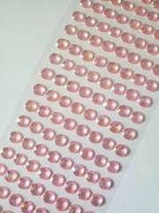 CraftbuddyUS 144 pcs x10mm(18 Stripes)Self Adh Faceted Round Gems,Color-AB PINK