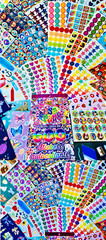 1079 Mxd Sticker Collection, Rainbow Stars Angel Kitty Dancing Bunny Panda Cub