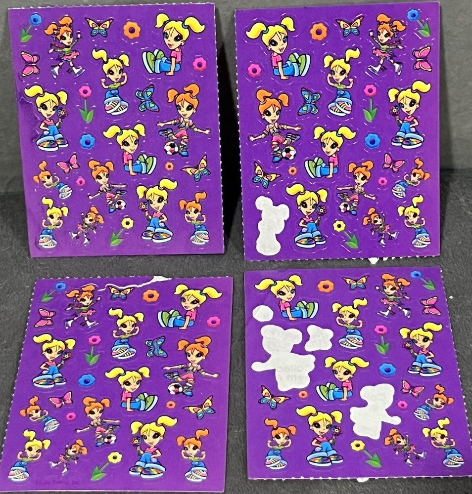 Vintage Lisa Frank Stickers Rainbow Colorful Lot Sporty Girls Soccer Ice Skate