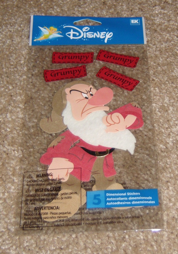 Disney EK Success Jolees Dimensional Stickers ~ Seven Dwarves……Grumpy