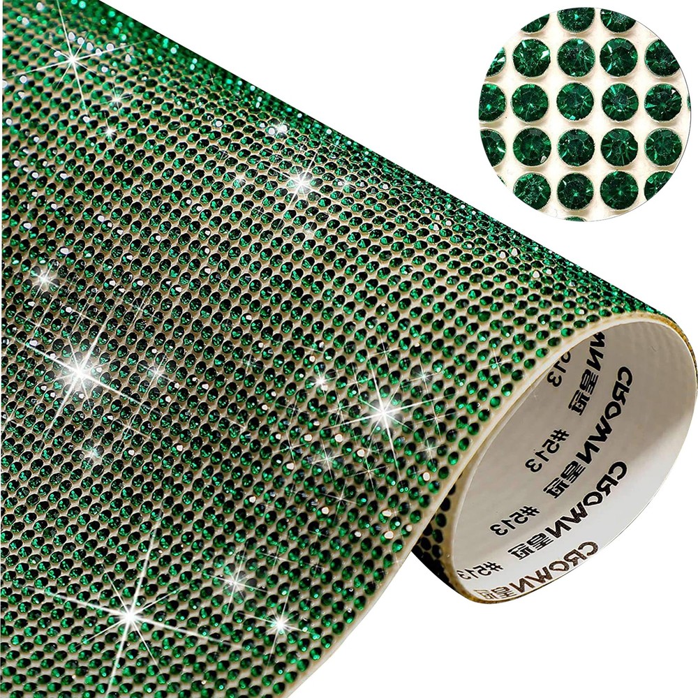 2mm Rhinestone Sticker Sheet Self Adhesive Bling Diamond Crystal Decals Green w
