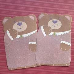 Vintage 1989 Three Teddy Bears Diecut Note Stationery Paper – 6 Sheets Total Lot