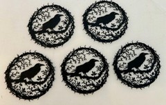 Halloween Die Cuts * Raven in Thorns * Set of 5 * Black Cardstock * Spooky!