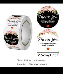 Set Of 2 Rolls Of 500 Stickers Each With The Thank You Logo