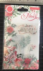 New Craft Consortium rubber Stamp set CHRISTMAS NOEL FLORA clear cling
