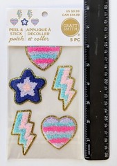 Peel & Stick Patches Fuzzy Stickers by Craft Smith Hearts Star Lightning Bolts