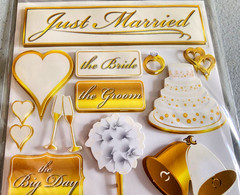 Reminisce Just Married 3D Cardstock Stickers Wedding Scrapbooking 2011 NOS 17pc