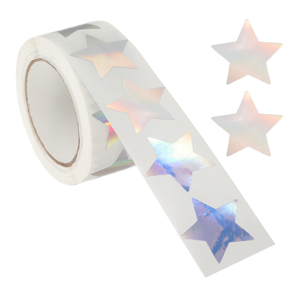 1″ Star Stickers, 500 Pieces Self-Adhesive Metallic Foil Stars, Metallic Silver