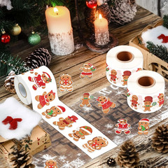 1000Pcs Christmas Stickers Roll Gingerbread Man Decals 10 Designs Funny Cartoon