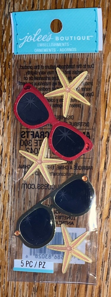 RARE Jolees Mini Sun Glasses & Star Fish Beach Vacation Sea Scrapbook Stickers