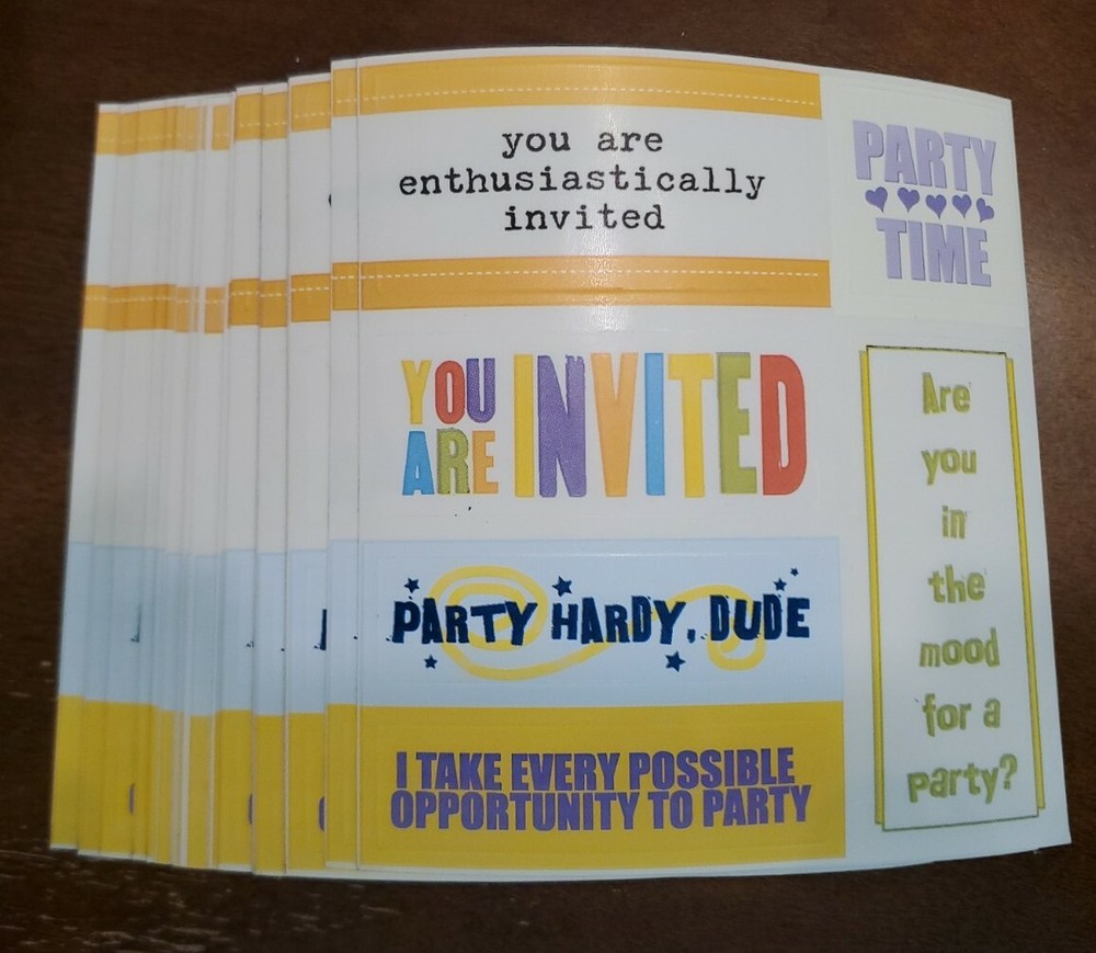 20 Jo-Ann Craft Essentials Sticker Card Captions «You’re Invited» clear stickers