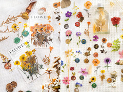 Pressed Flower Themed Stickers Set (320 Pieces) Dried Flowers Resin Stickers Dec