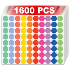 1600 Pcs 3/4 Inch Colored Dot Stickers Round Color Coding Labels for Office Yard