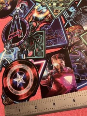 LOT of 10 NOCTILUCENT avengers Decals Super Hero kids stickers heroes neon