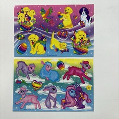 Vintage Lisa Frank Stickers Lot Kitten Puppies Bunnies Flowers Easter Eggs Heart