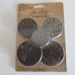 Tim Holtz Idea-ology 5 METAL CLOCK FACES & Plaid Clock Movement Kit