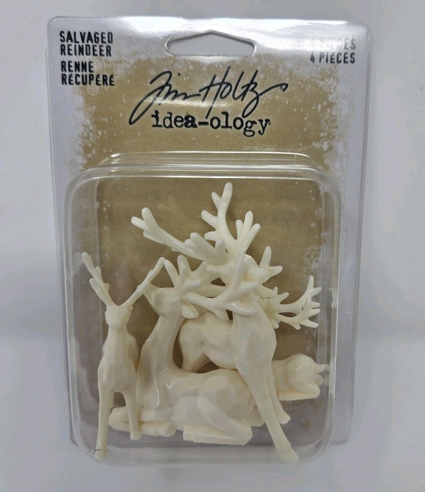 Tim Holtz Salvaged Reindeer – 4-Piece Idea-ology Holiday Craft Set, New