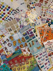 MASSIVE COLLECTION 1980’s 90’s Stickers Foil Puffy Wiggle Eyes 292 Sheets Vtg