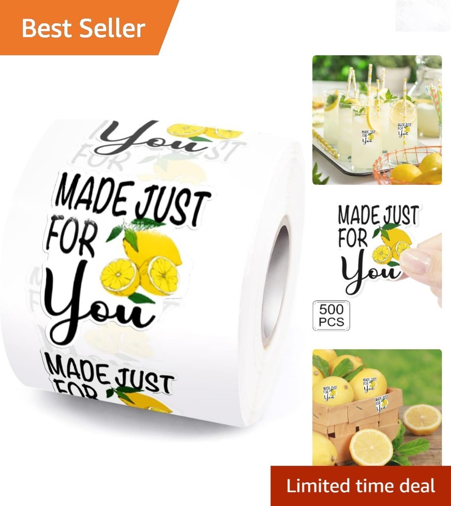 Lemon Stickers 1.5 Inch 500 Pcs Thank You Small Business Labels for Cups