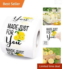 Lemon Stickers 1.5 Inch 500 Pcs Thank You Small Business Labels for Cups